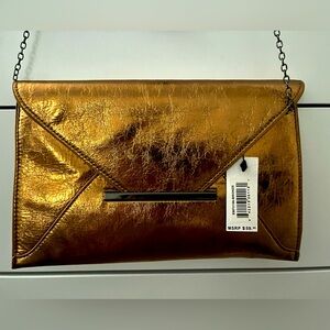 NWT- bronze/gold envelope clutch and crossbody